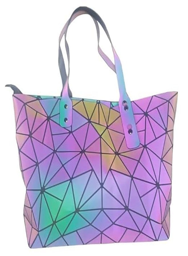 Firstdemand Luminous Geometric Laser Diamond Foldable Tote Bag Holographic reflective Sling Bag Colour changing Shoulder Handbag for Women and Girls - Image 1